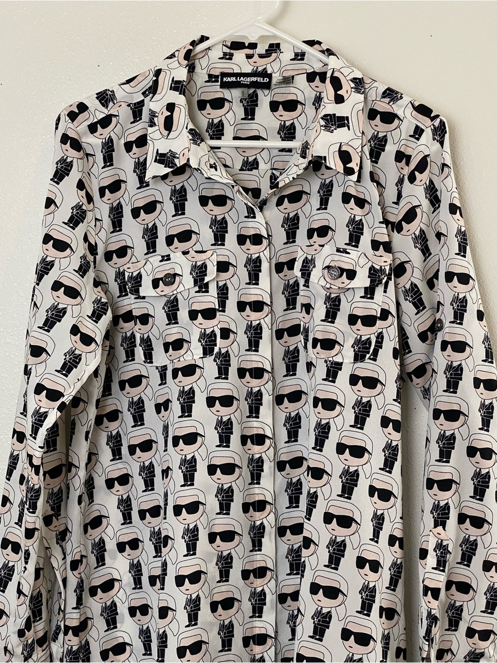 SOLD Karl Lagerfeld Paris All Over Print Blouse - Picture 3 of 15